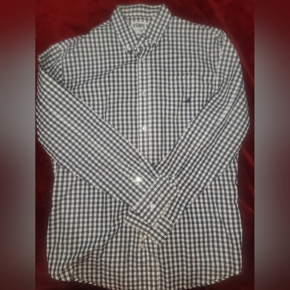 Staple Black and White Casual Button Down Shirt - Picture 1 of 9